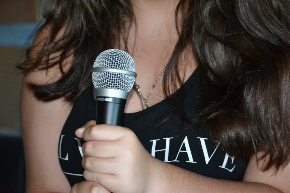 microphone in the artist’s hands