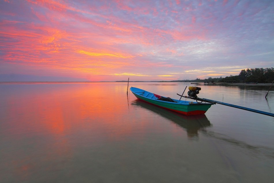 blue boat on the lake