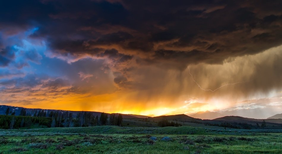 stormy sky over yellowstone national park