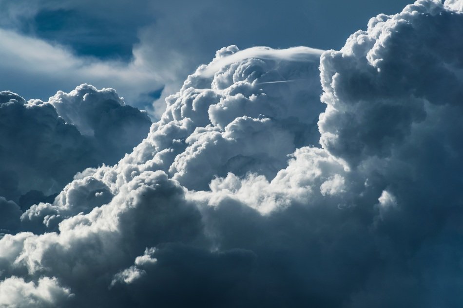 thunderstorm clouds in the sunlight