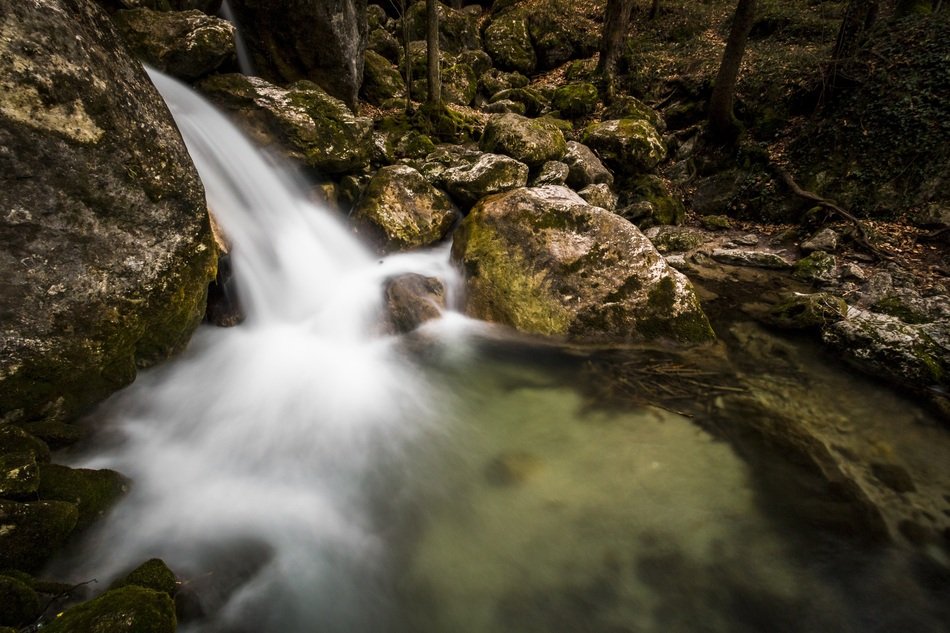 mysterious waterfall in nature
