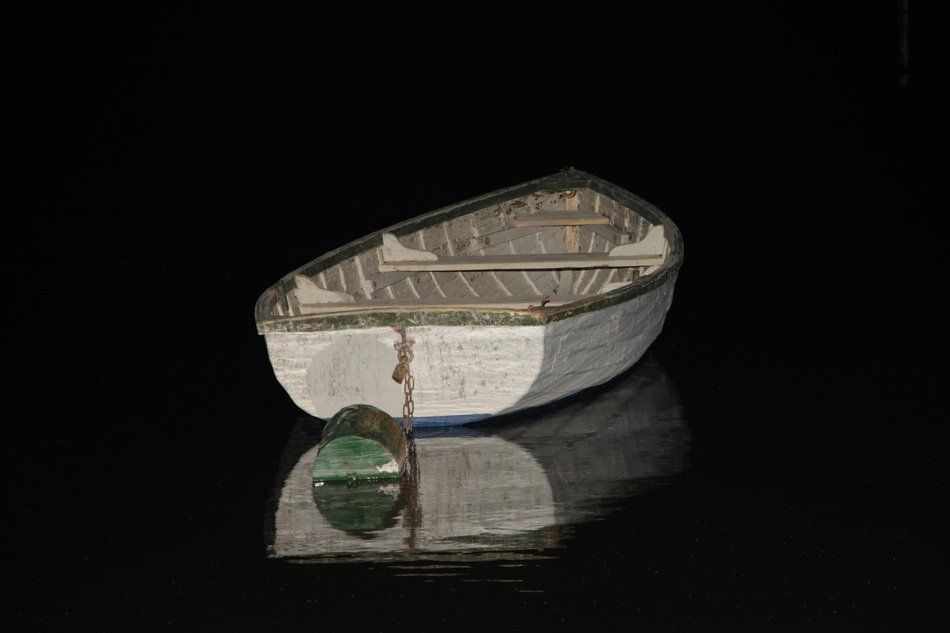 boat on the water at night