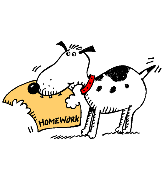 drawing of dog eating homework