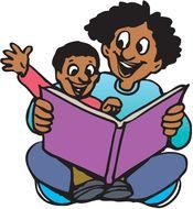Family Reading Together Clip Art