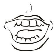 Black and white drawing of the open mouth clipart