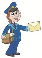 painted postman with a letter