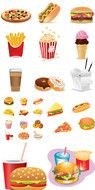 Different colorful types of fast-food