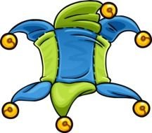Green and blue jester hat clipart