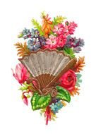fan and flower bouquet