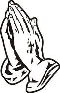 black and white drawing of hands during prayer