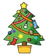 cartoon Christmas Tree with decorations