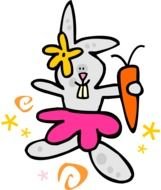 Colorful Easter Bunny With The Carrot Clipart