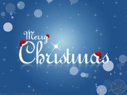 Merry Christmas blue card drawing