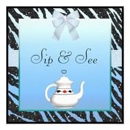 Sip amp See Zebra Print Blue Black Baby Shower
