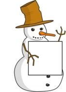 Snowman Holding Sign drawing
