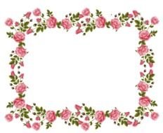 frame with pink roses on a black background