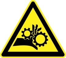 drawn gears on a warning sign