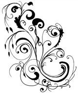 black floral pattern on a white background