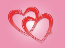 drawn two connected hearts on a pink background