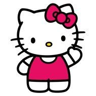 kitty in a pink dress on a white background