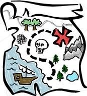 kids drawing pirate map