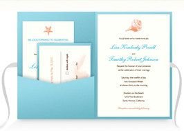 Set Seashell Wedding Invitations Templates