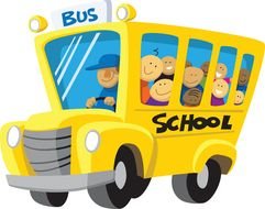 yellow School Bus with childe drawing