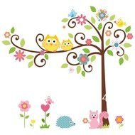 cute cartoon owl on the tree