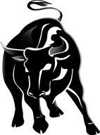 silhouette of a ranging bull