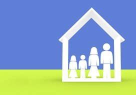 white silhouette of a family at home