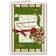 Christmas Hearts And Candy Cane Greeting Card