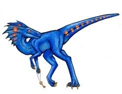 Cartoon blue and orange dinosaur clipart