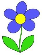 Beautiful blue and yellow flower with the green leaves clipart