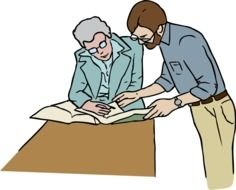 Two persons in the office clipart