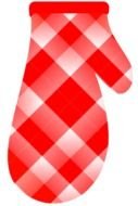 clipart of white and red glove on a white background