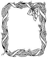 Wheat ears and ribbon, black and white Page Border