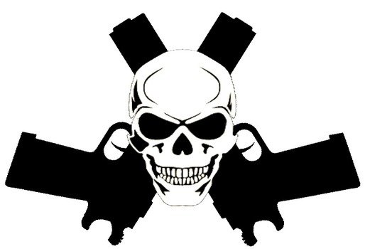 Clip art of Skull With Guns