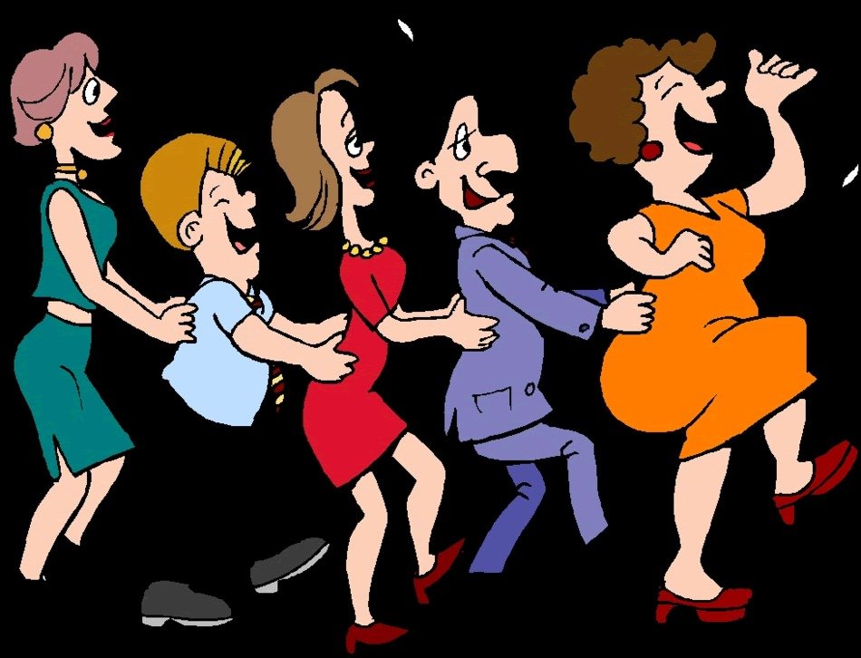 drawing of the dancing group of people