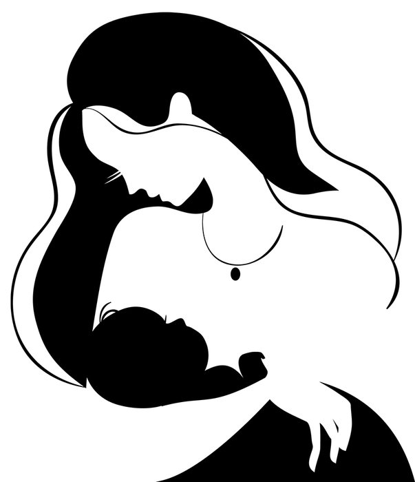 silhouette of a woman with a baby