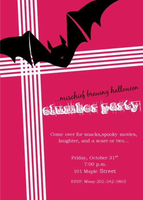 Halloween Slumber Party Invitations drawing
