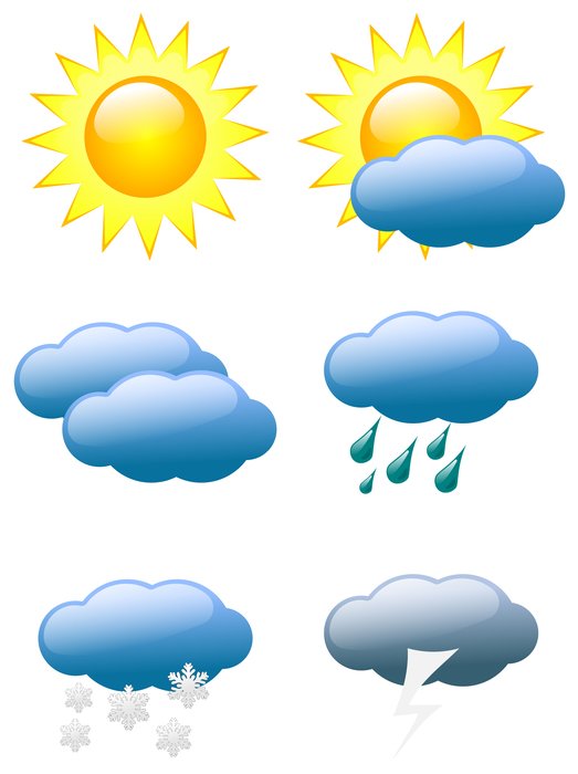 different weather in colorful pictures