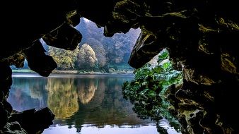 Cave on a lake