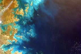 aerial view of tropical coastline