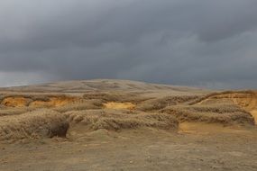 gloomy sky over a sandy desert