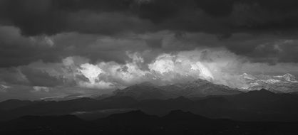 dark clouds during a storm over the mountains