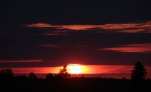 distant view of red sunset