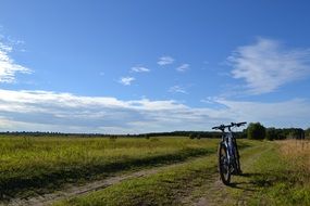 landscape of bike on the path in the meadow