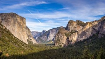 scenic Mountains beneath Blue Sky, usa, california, yosemite national park