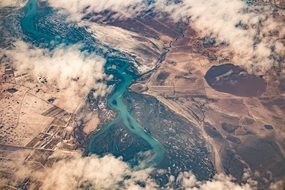 aerial view of the river among the landscape