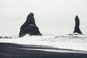 Landscape with the waves in the ocean